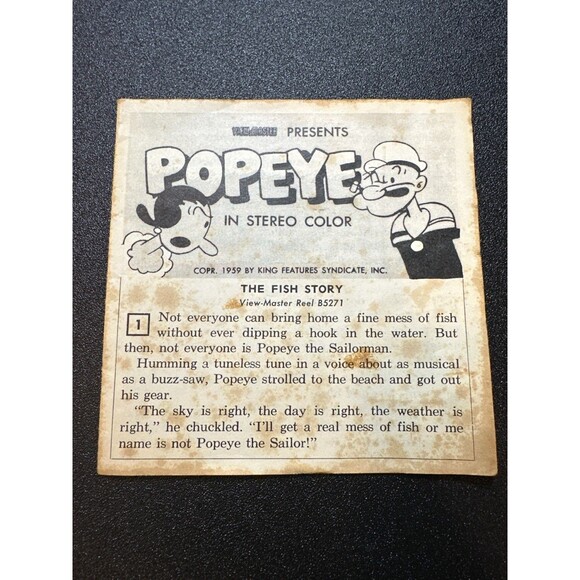 1959 View-Master Popeye 3-Reel Set w/ Booklet B5271-73 - Picture 2 of 10